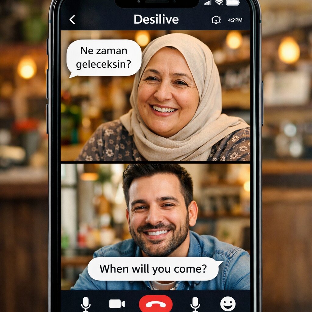 Desilive üzerinden farklı ülkelerden bir dil partneri ile konuşma pratiği.