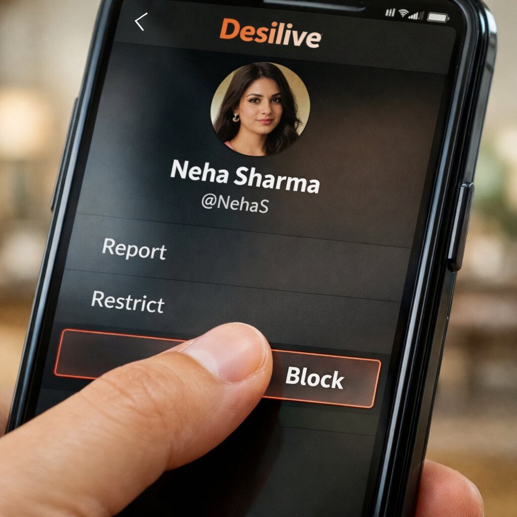 Desilive uygulamasında rahatsız edici bir kullanıcıyı engelleme ve şikayet etme.
